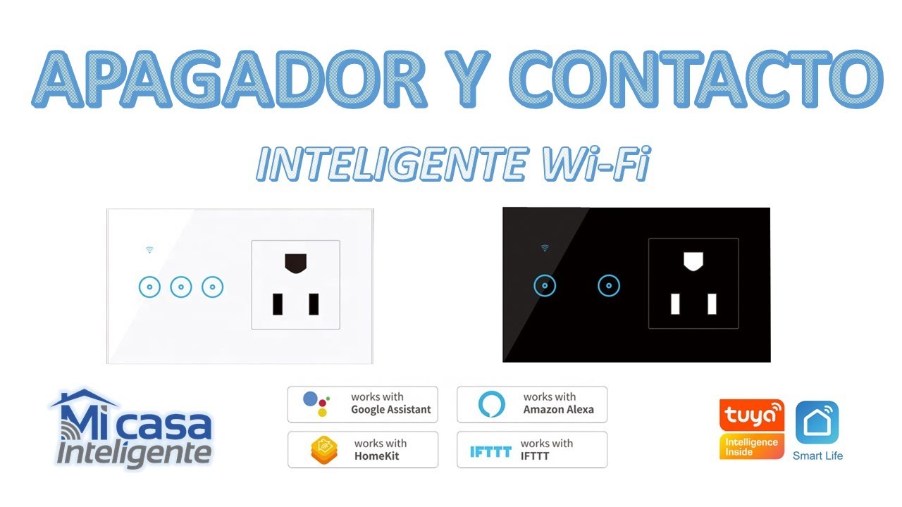 Apagador-Interruptor con contacto-tomacorriente Inteligente Smart Wi-Fi