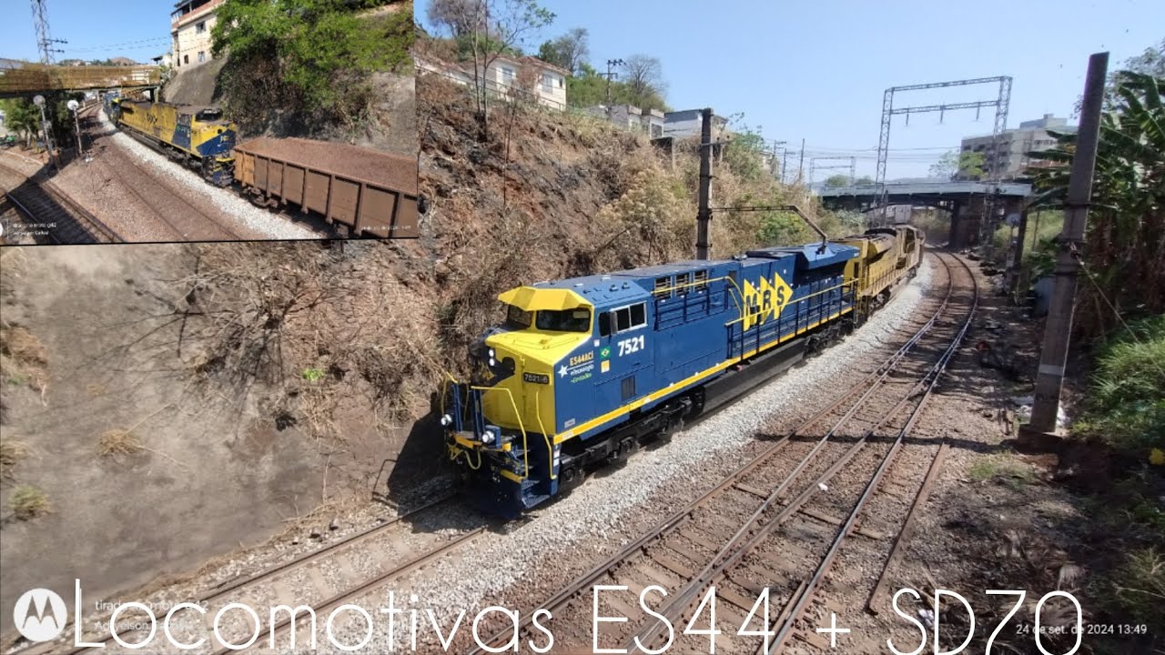 "Incrível dupla" locomotiva recém chegada na MRS atuando de líder no trem carregado com 136 vagões!