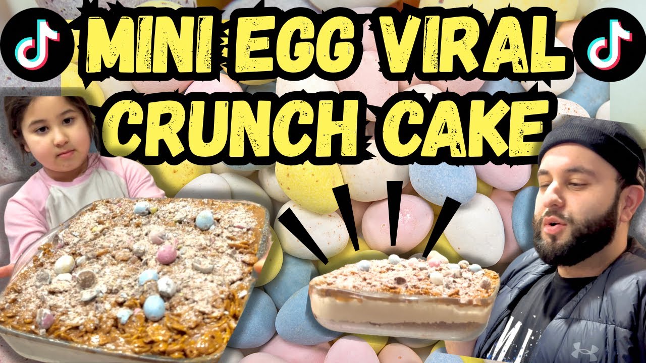 ALAYNA & AMAYA MAKE THE VIRAL MINI EGGS CRUNCH CAKE 🤩 VIRAL ON TIKTOK MADE OUR WAY 🎊 