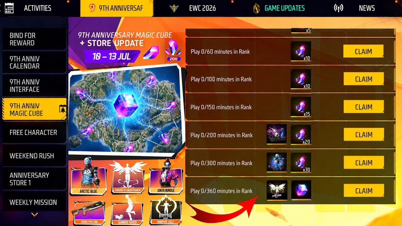 2 Free Magic Cube + Store Update 🤯 10 July Magic Cube Update Free Fire | Joker Bundle Return 2026