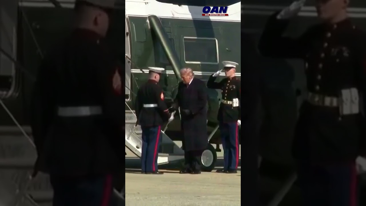 President Trump hands U.S. Marine a Presidential Challenge Coin