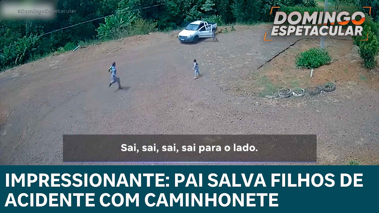 Pai salva filhos de acidente com caminhonete no Paran&aacute; | DOMINGO ESPETACULAR