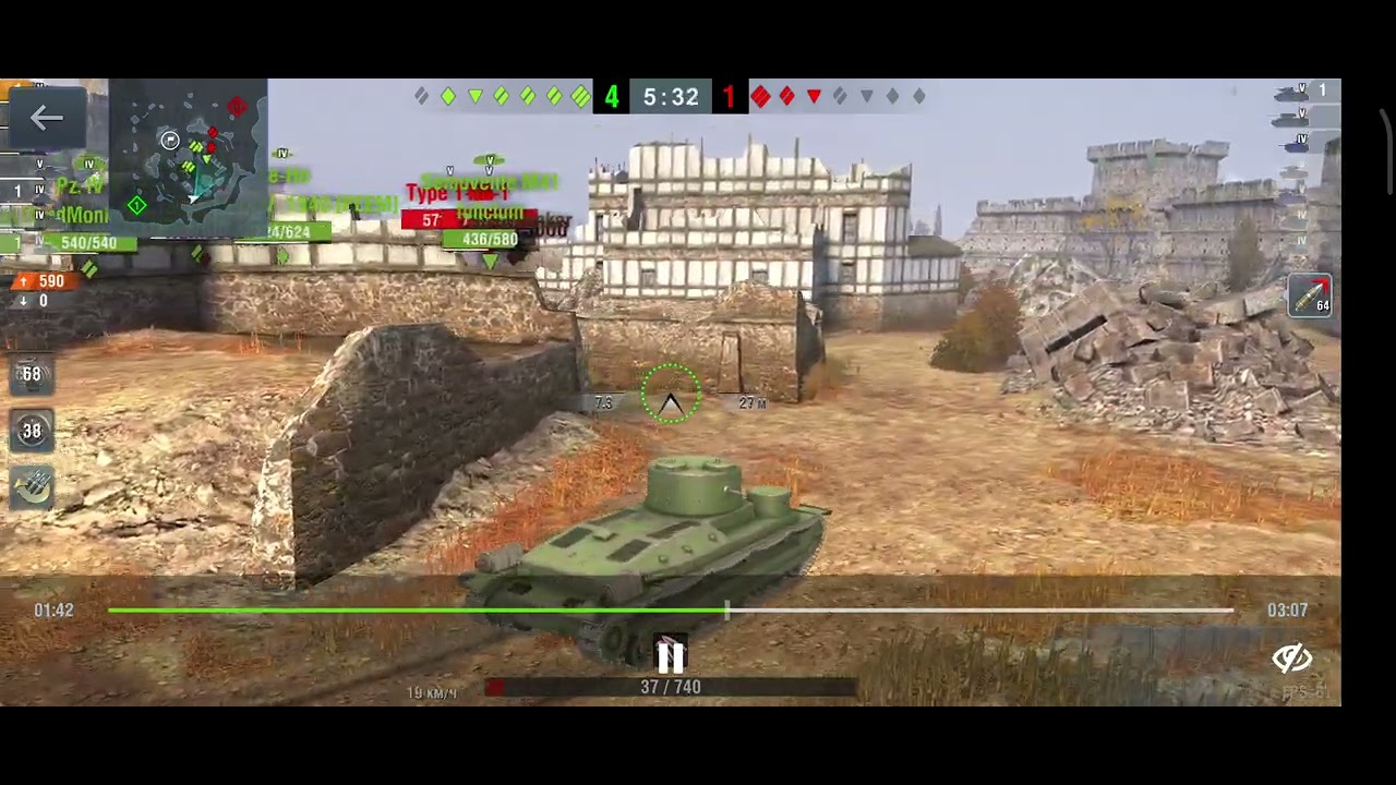 Смотрю и комментирую мой реплей на танке Mitsu 108 на карте Форт в игре wot blitz