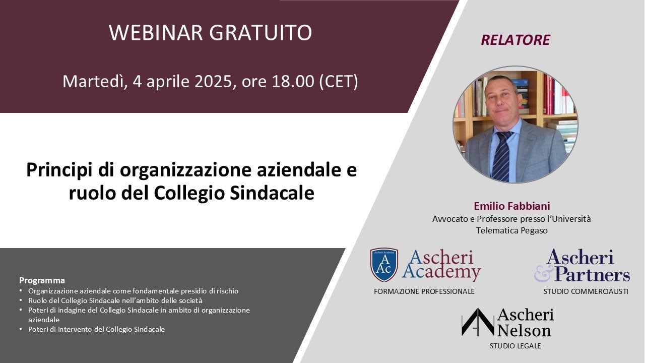 Principi di organizzazione aziendale e ruolo del Collegio Sindacale