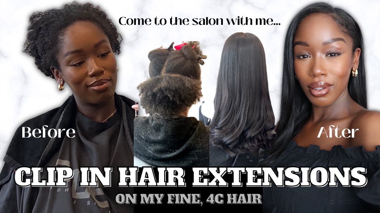 TRYING CLIP INS ON MY SHORT, FINE, 4C HAIR | TEXTURE RELEASE | COME TO THE SALON WITH ME |BLACK HAIR