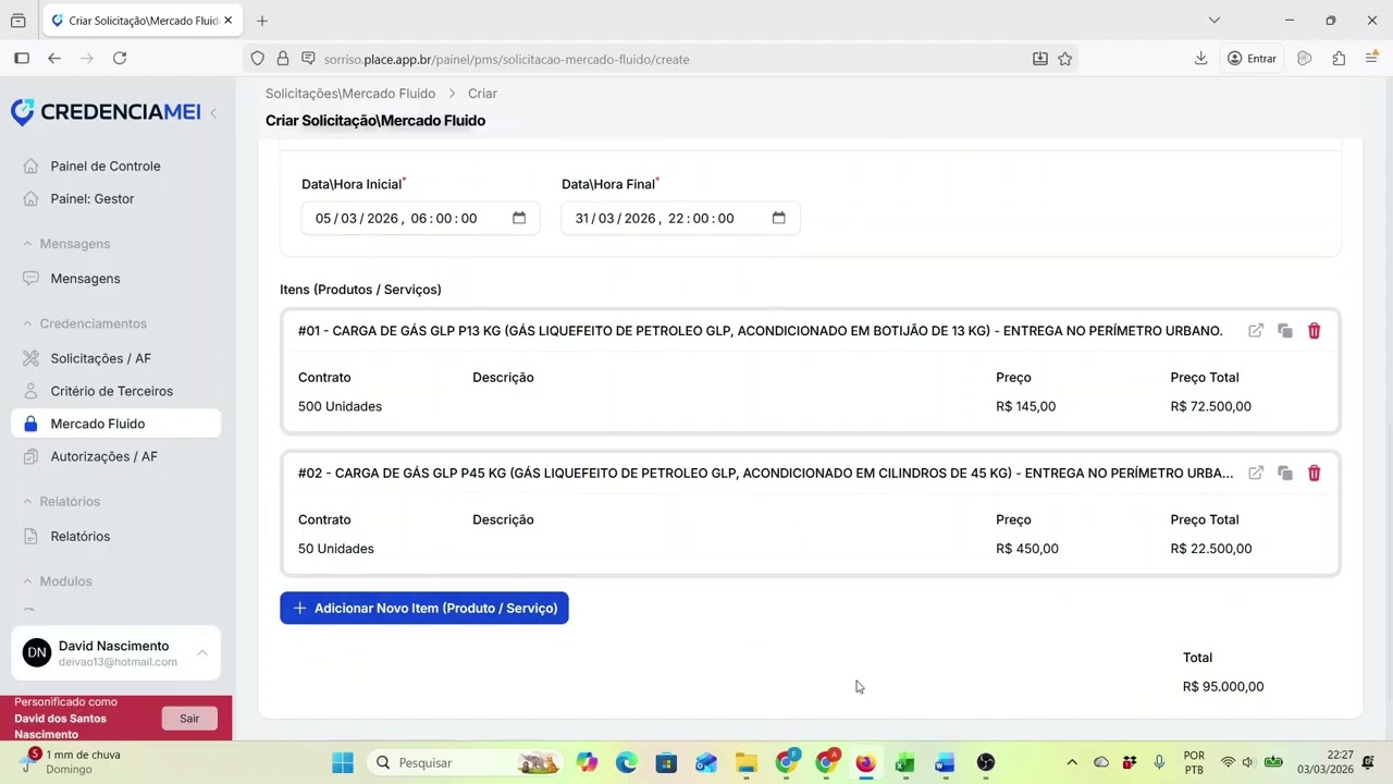 Cotação Gás Sorriso   Centralizada