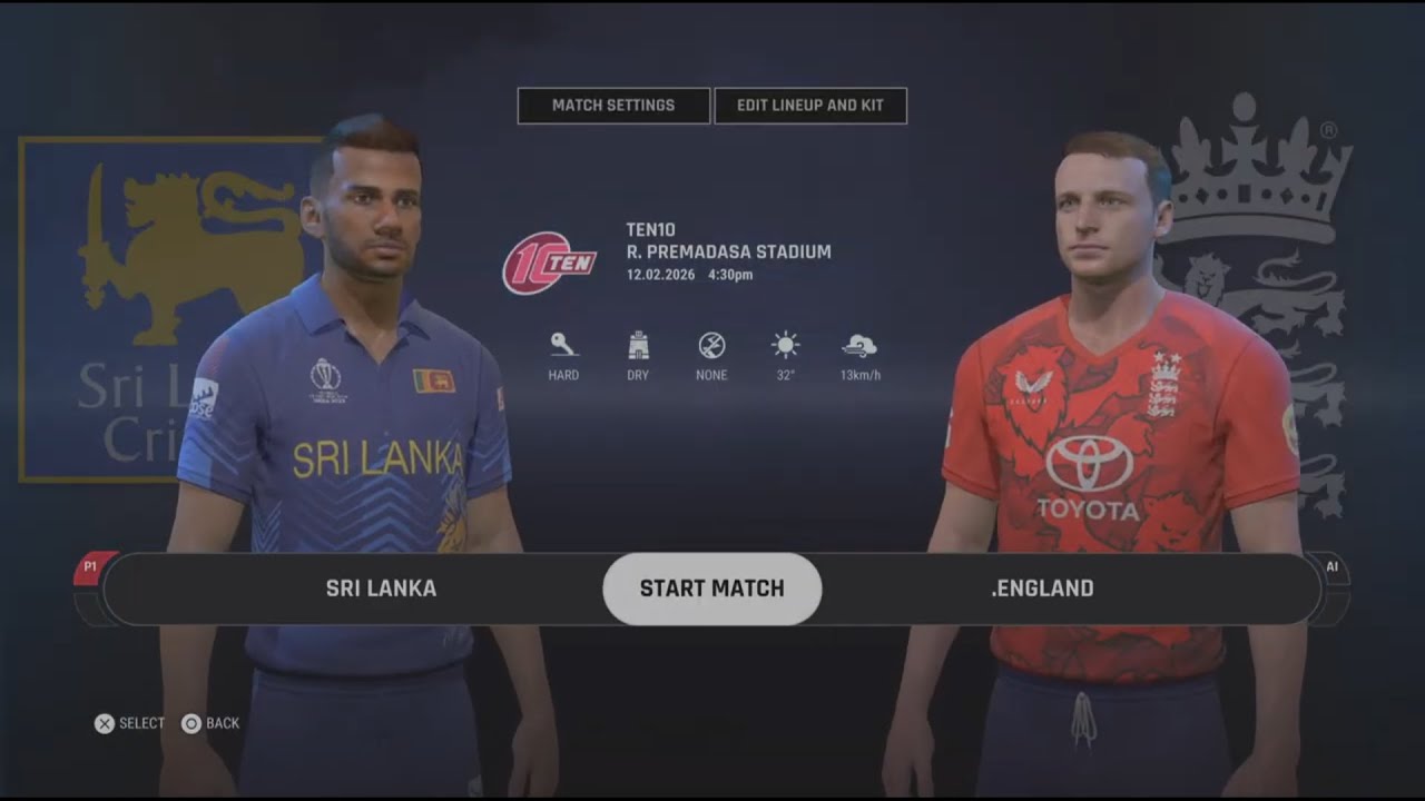 Sri lanka vs England T10 Over Match Cricket 24