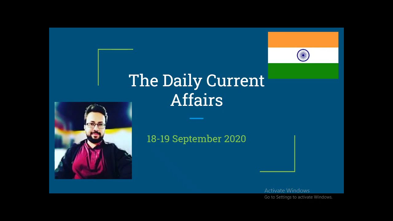 The Quick Current Affairs |18-19 September 2020 |6AM: Mon-Saturday| Bank/SSC/Railways |Learn #WithMe
