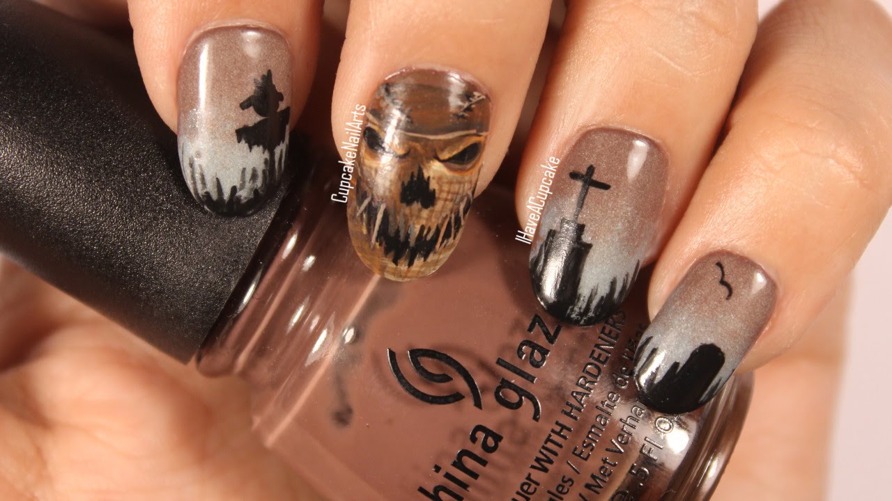 Halloween Nails - Scarecrow Nail Art