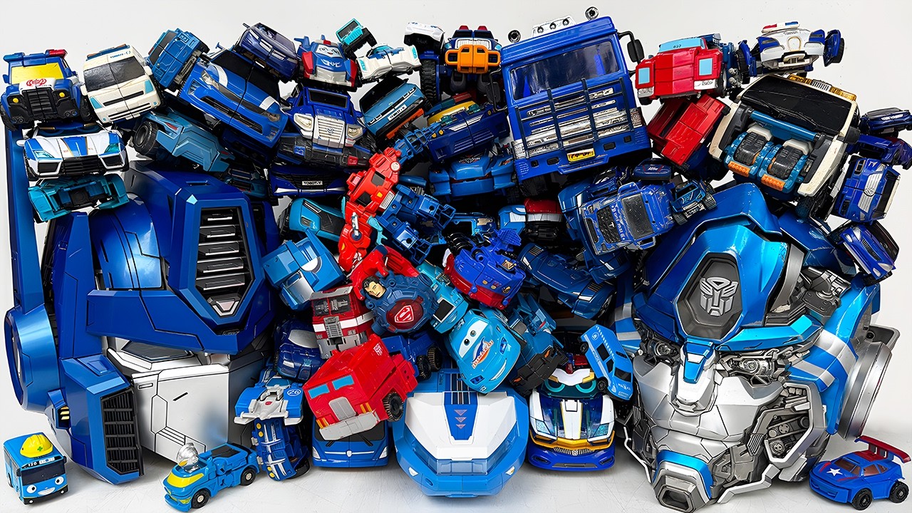 Mainan Robot Transformers Tobot Mobil Warna Biru Penuh: Optimus Prime, Carbot Rescue Stop motion