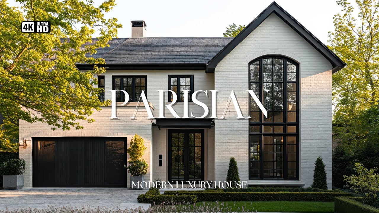 French Architecture in Modern Luxury Farmhouse with Outdoor Cooking Haven