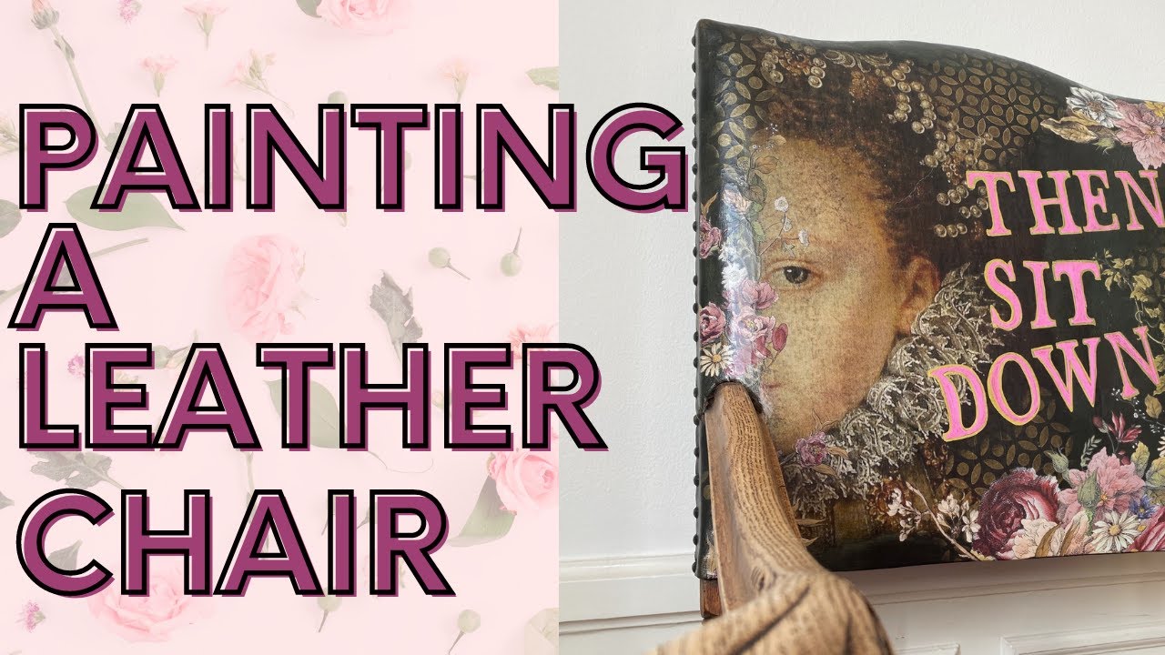 CAN YOU PAINT A LEATHER CHAIR?- Chair Makeover with paint, decoupage, stencil and decor transfer