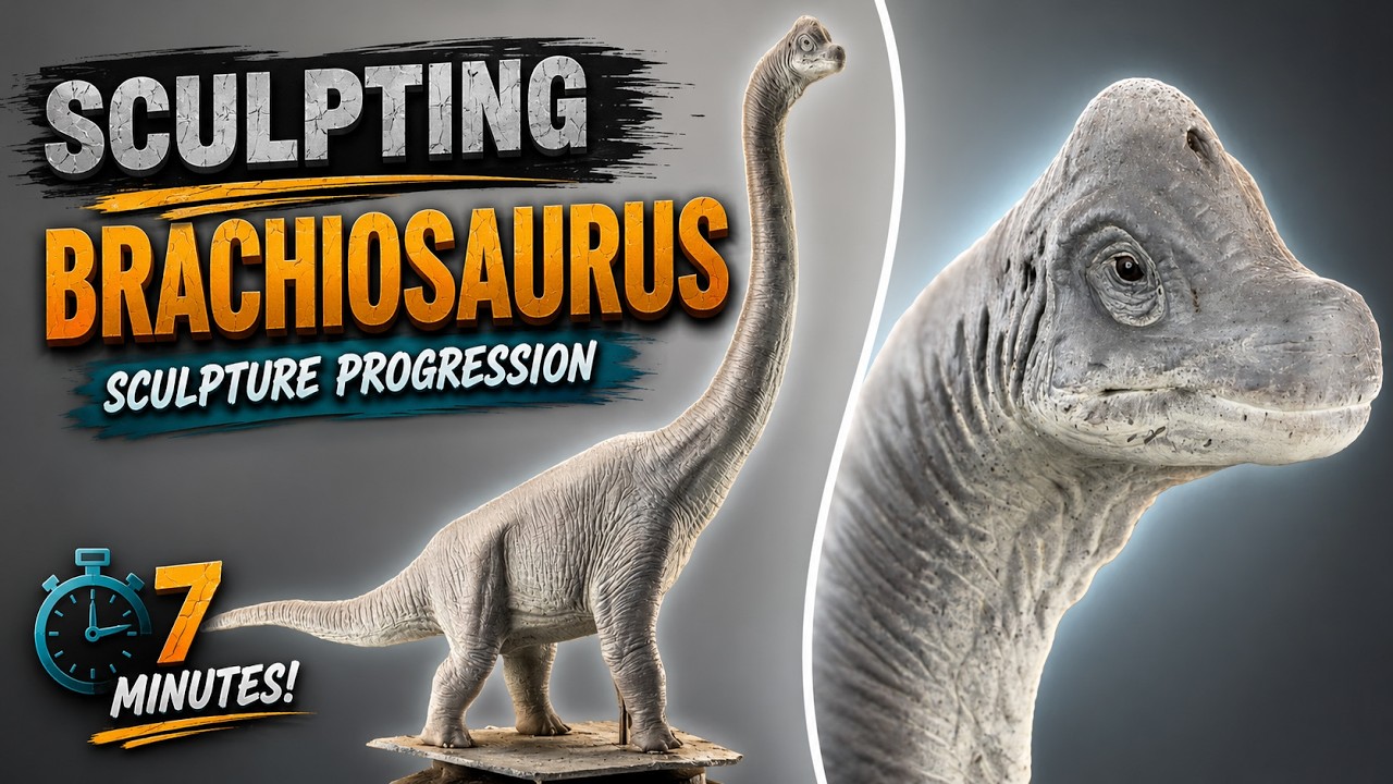 See How I sculpted a Brachiosaurus Dinosaur Sculpture with Polymer Clay - Jurassic Park Style! Video