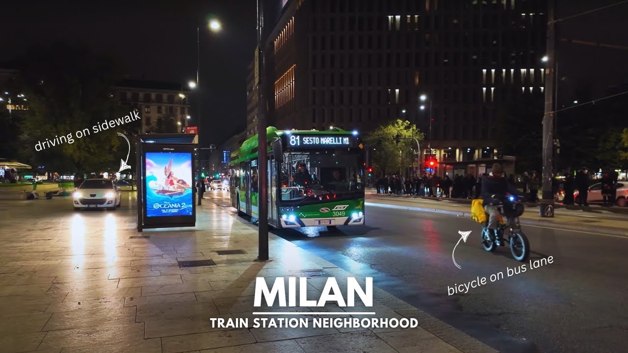 Walking Around Train Station Neighborhood | Milan Centrale FS Station [4K60]