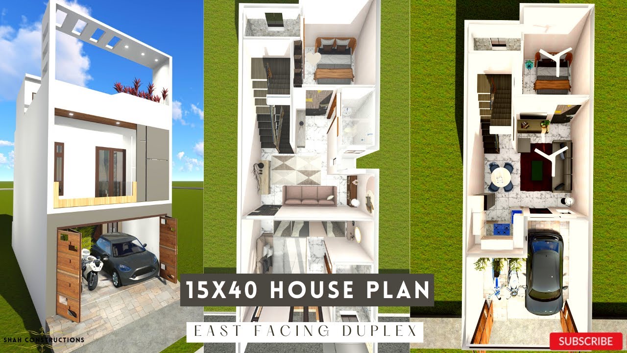 15X40 House Plans | 15*40 East Facing House Plan With Car Parking | 15x40 House Design | 3BHK  |
