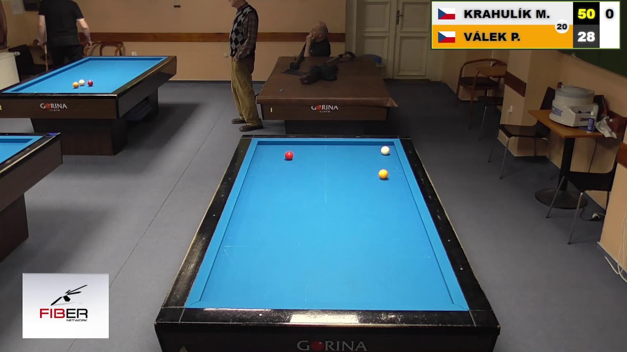 Czech league | 1-cushion | 1st class | 14th round | Miroslav Krahulík v Pavel Válek