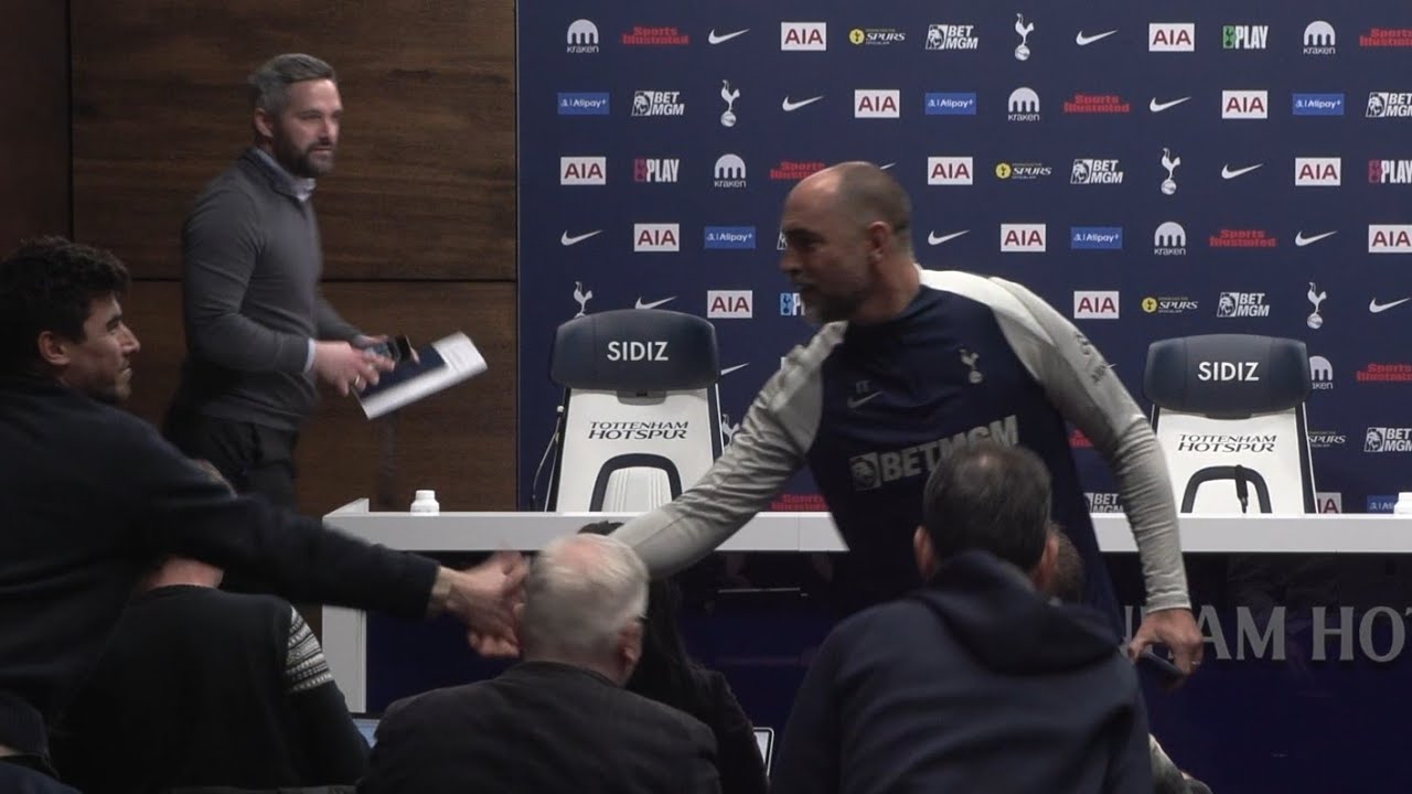 IGOR TUDOR SHAKING HANDS WITH THE MEDIA: Interim Spurs Boss: Press Conference: Tottenham v Arsenal