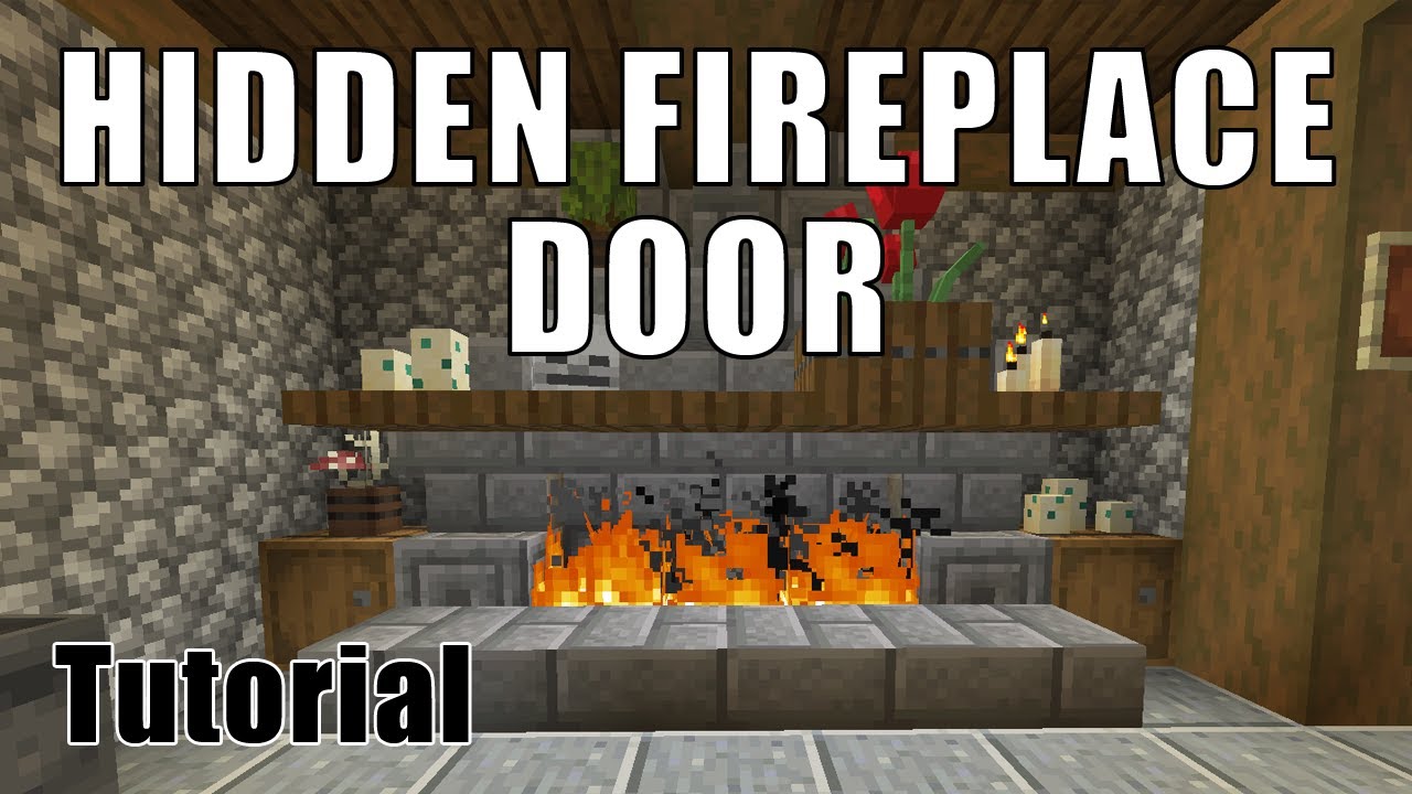 Minecraft Hidden Fireplace Door | How to Create a Secret Base Easy Redstone