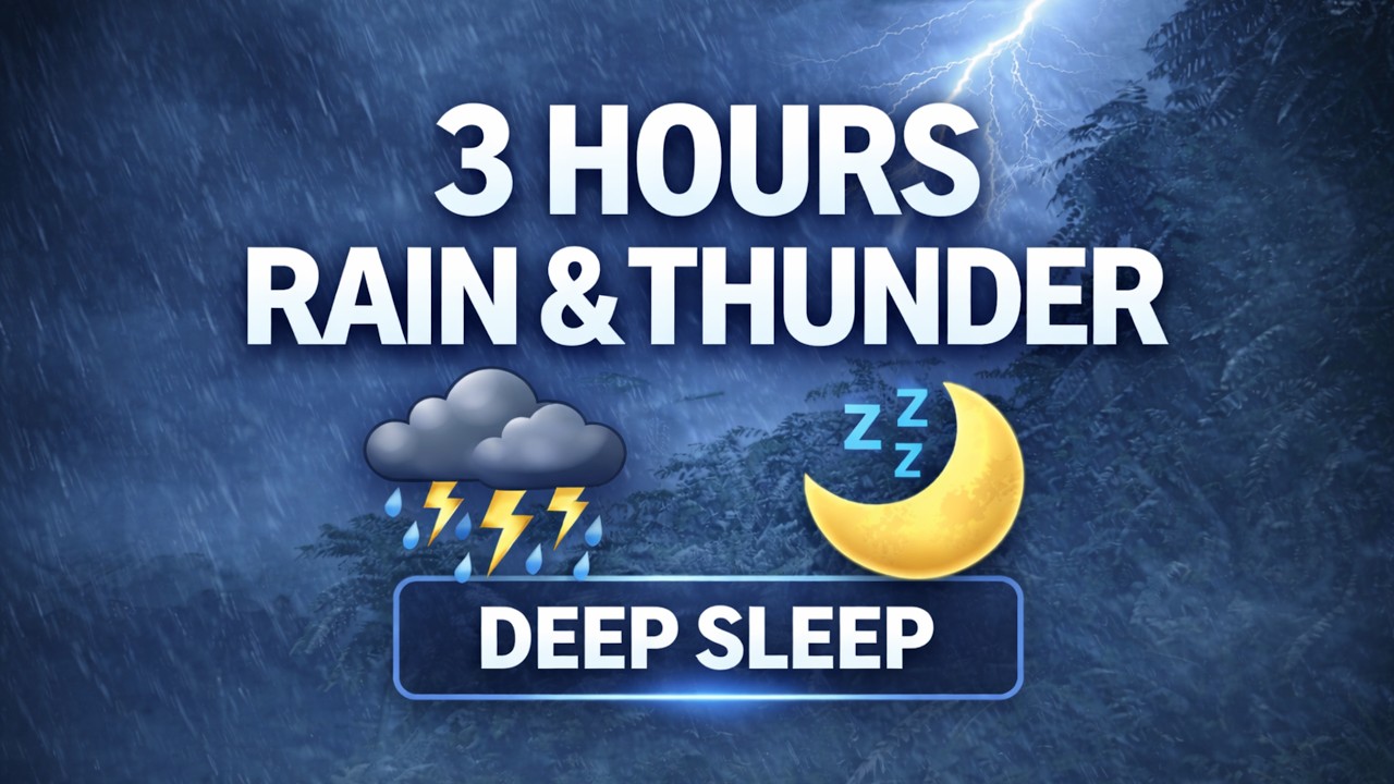 3 Hours Heavy Rain, Thunder & Wind Sounds for Sleeping | Relaxing Storm