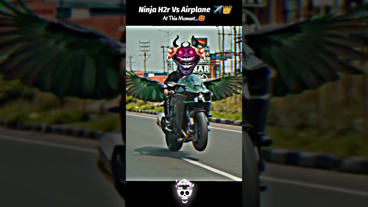 Ninja h2r Vs Airplane flying ❤️👑 #rider #stunt #airplanevsh2r #bikerider #fly #h2r