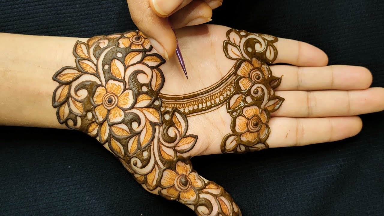 Beautiful, Latest floral Henna Design for Palm || Heavy Floral Palm Henna Design for any Occasion