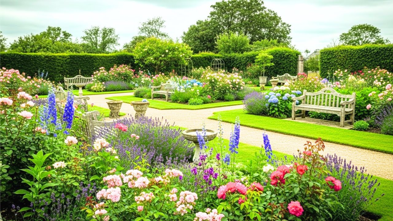 🌿 Elegant Landscape Wonders 🌳  A Calm & Relaxing Garden Tour 🍃