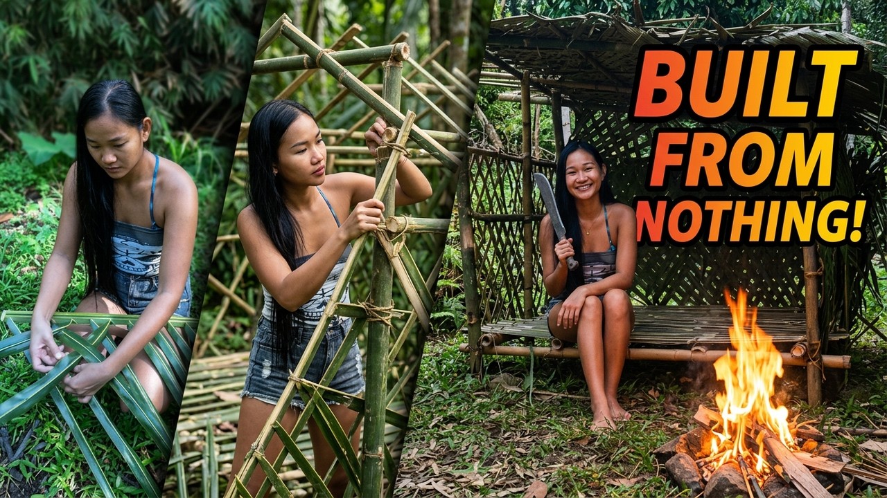 Bushcraft In The Philippines - You Dared Me To Build A Shelter From Nothing!