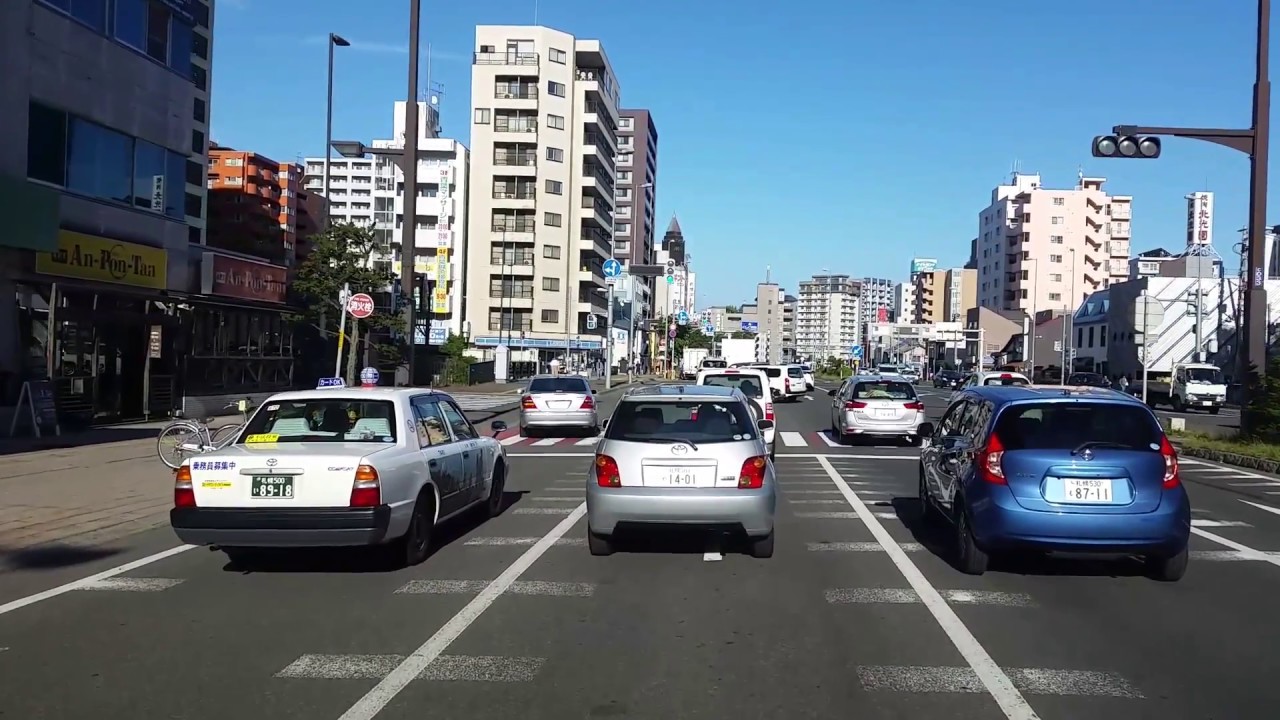 札幌市中央区南4条西1丁目～国道36号～豊平橋～豊平区豊平2条1丁目～美園2条1丁目～環状通交差点　ドライブ　hokkaido　sapporo