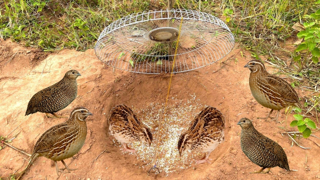 Setting traps for quail in the farms.
