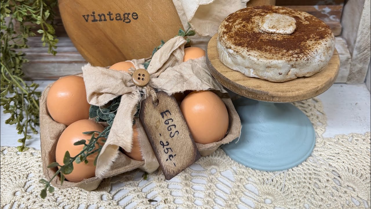 Fb live : cottage farmhouse vignette with fake bake clay biscuit 