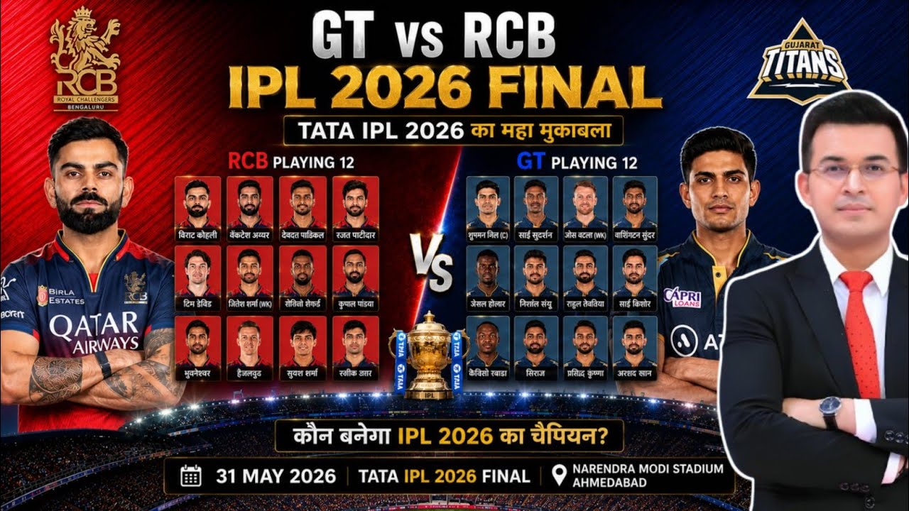RCB vs GT TATA IPL 2026 Final Analysis 🏏 Playing 12, Stats & Winner Prediction! IPL 2026 Final 