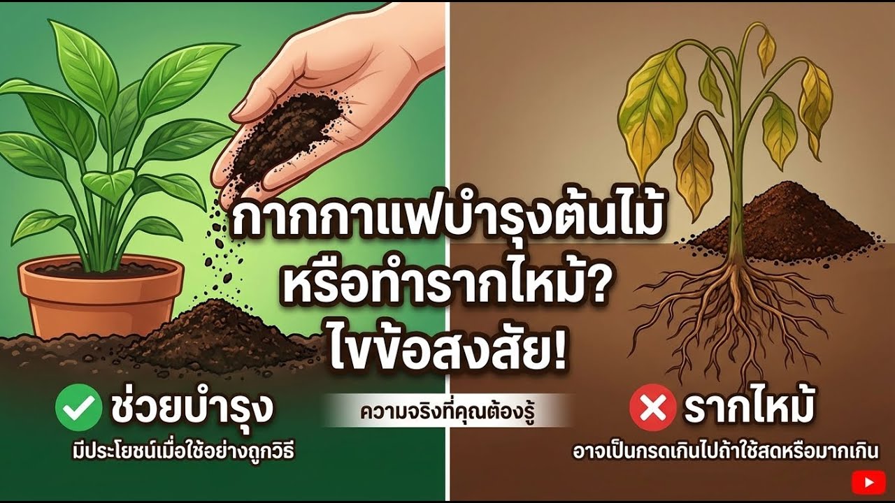กากกาแฟให้ปุ๋ยหรือเผาราก? เคล็ดลับใช้ปลอดภัยให้ต้นโต!