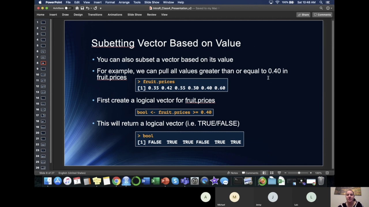Indexing Vectors in R