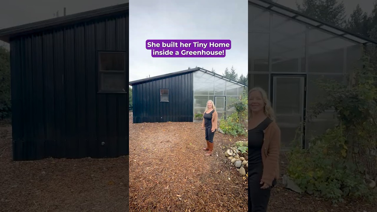 Her Tiny Home Inside a Greenhouse #shorts
