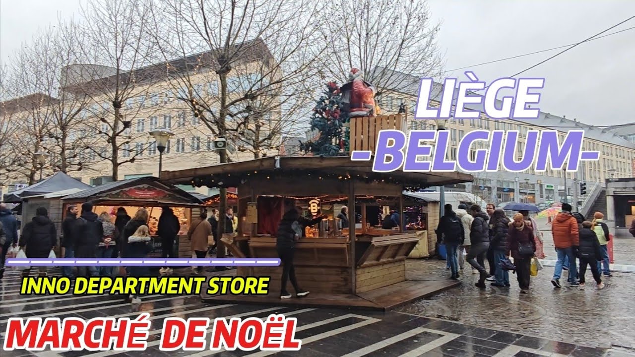 [4K] Liège Walk- Marché de Noël - Inno Department Store Belgium
