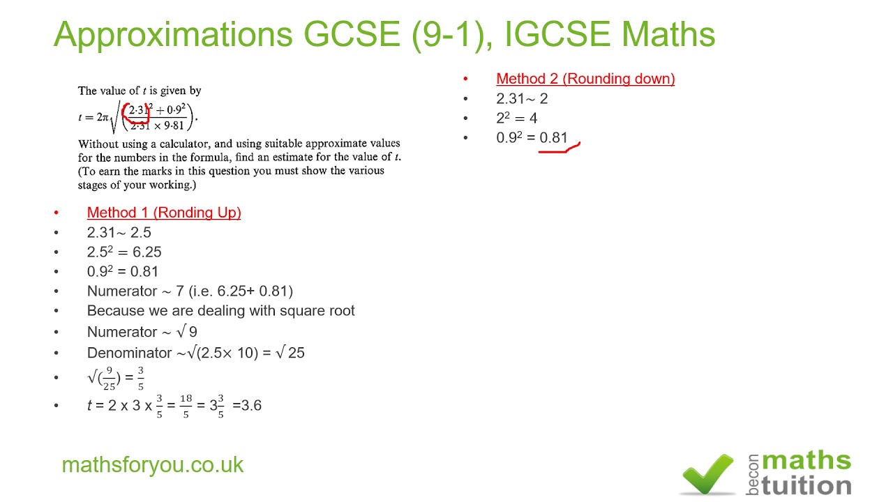 Approximations  and Estimations GCSE9 1, IGCSE
