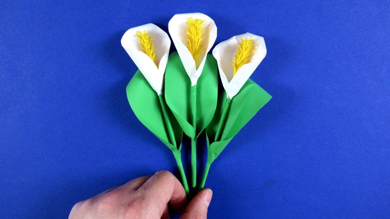 Как сделать каллы из бумаги 🌼 Цветы из бумаги