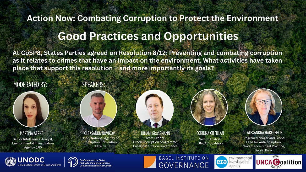 Good practices and opportunities in preventing and combating corruption to protect the environment