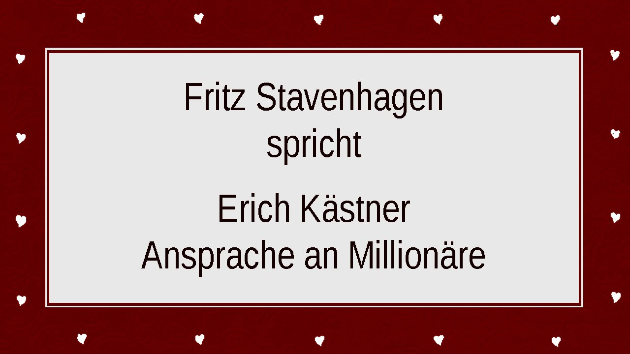 Erich Kästner „Ansprache an Millionäre" (1930)