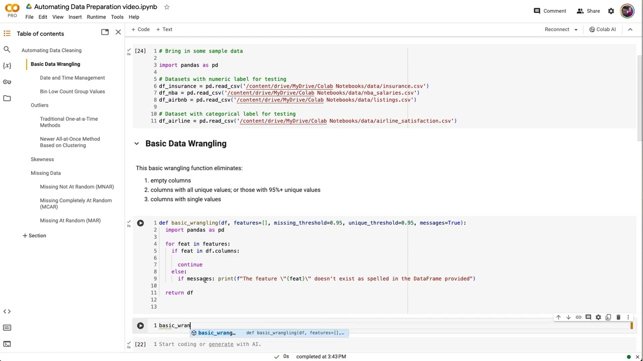 Python Data Science: Automating Cleaning: Data Wrangling: Empty, Single Value, Primary Key columns