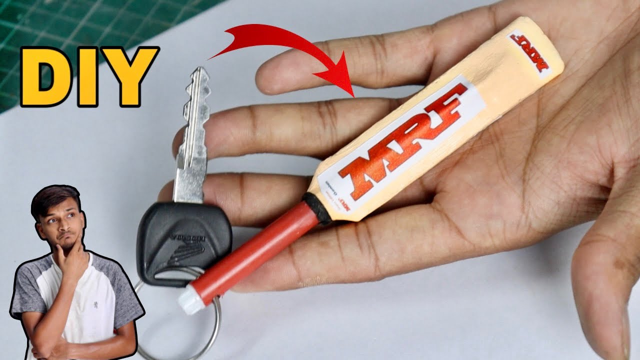 How to make MRF Cricket Bat Key Chain MRF Stickers के साथ | Vikas K Idea