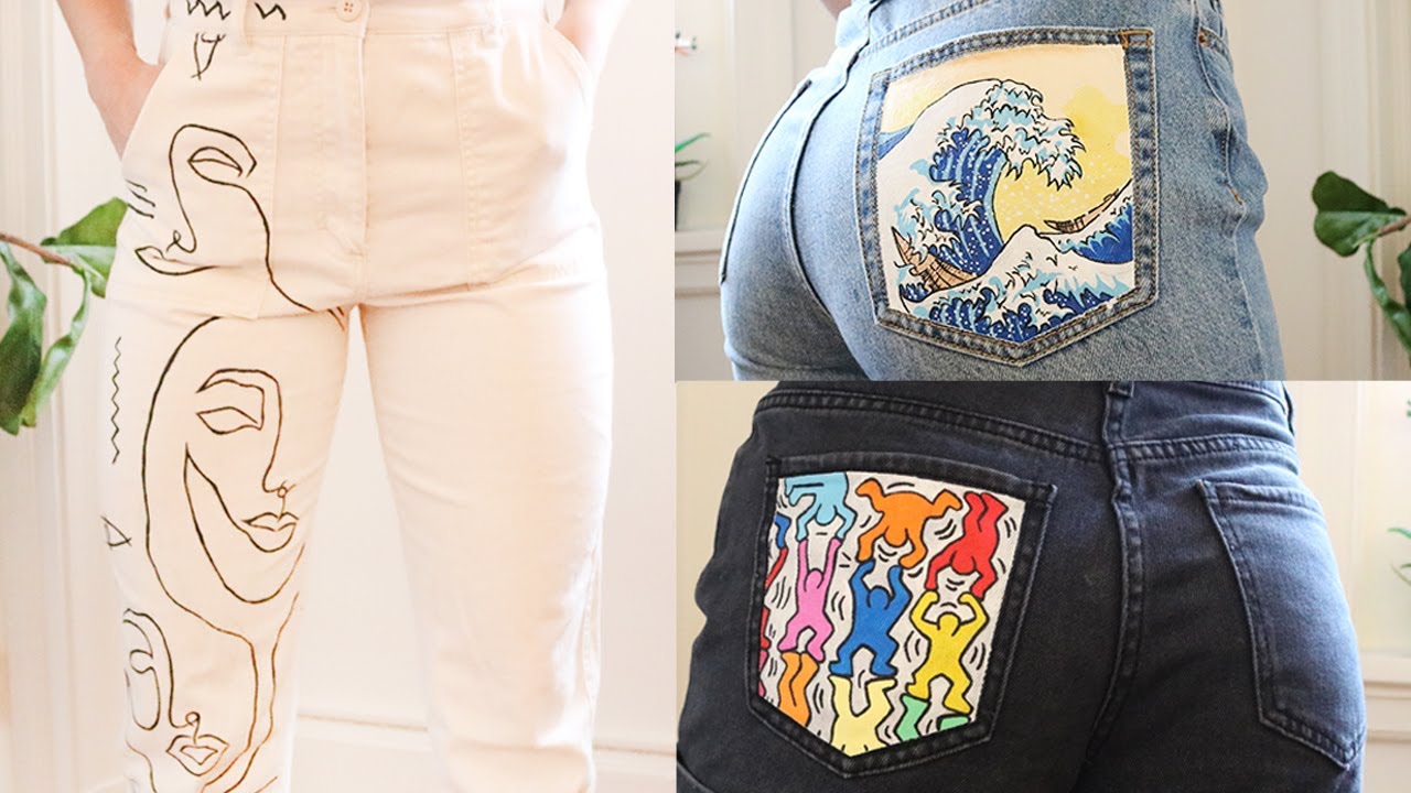 I PAINT MY JEANS | Customized Hand-painted Clothes | Great Wave, Abstract Faces & Keith Haring!