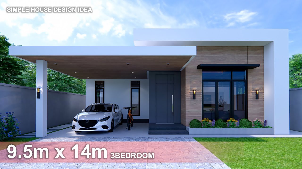 Simple House | House design idea |  9.5m x 14m (133sqm) | 3Bedroom
