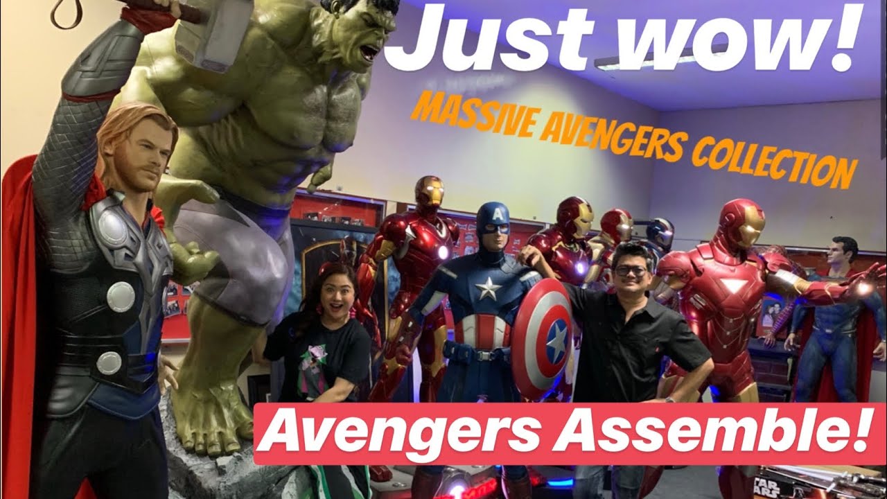 BIGGEST AVENGERS ENDGAME LIFE SIZE STATUE COLLECTION IRONMAN CAPT AMERICA HULK!   IT’S INSANE!