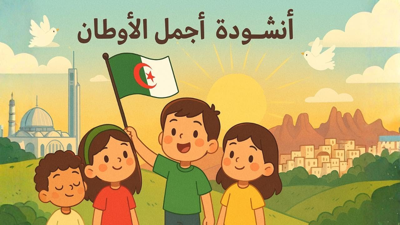 أنشودة أجمل الأوطان للسنة الرابعة إبتدائي في الجزائر ملحنة ومكررة للحفظ