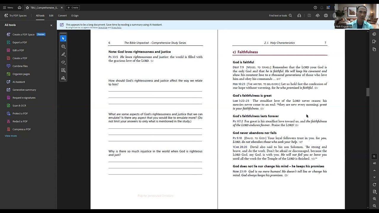The Bible Unpacked Comprehensive Study 2 - God's Character: Holy Characterisctic - Faithfulness