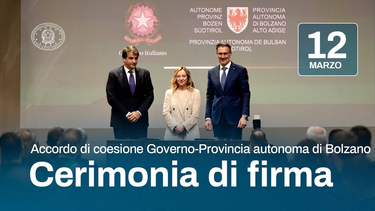 Firma dell'Accordo per lo sviluppo e la coesione tra il Governo e la Provincia autonoma di Bolzano