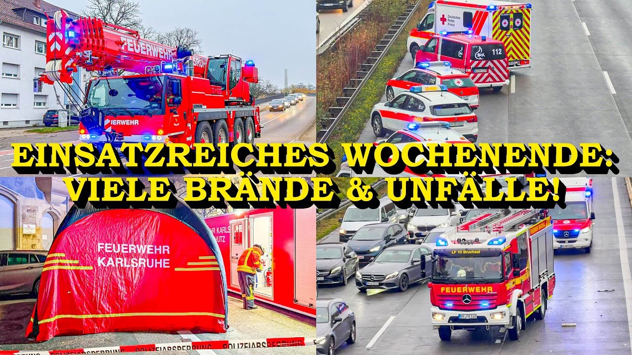 +++ EINSATZREICHES WOCHENENDE +++ VIELE BRÄNDE & UNFÄLLE | FEUERWEHR & RETTUNGSKRÄFTE | KARLSRUHE