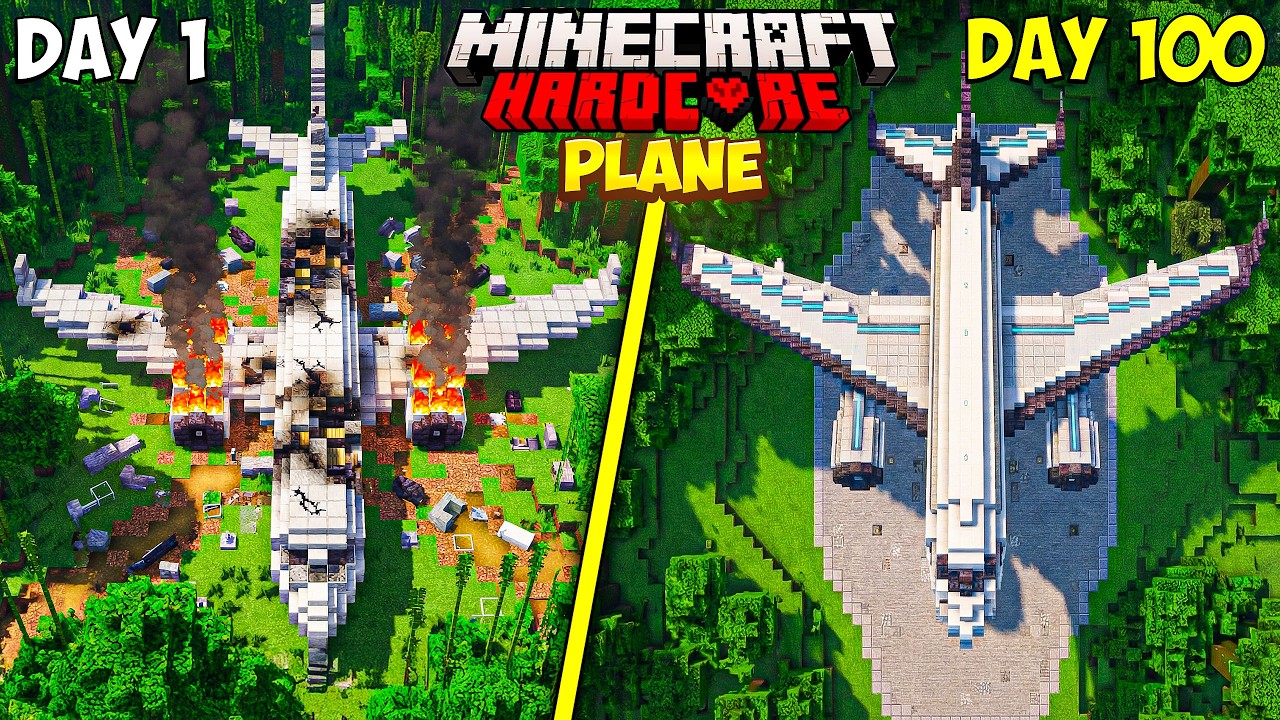 I Survived 100 Days in Plane Crash in Minecraft!