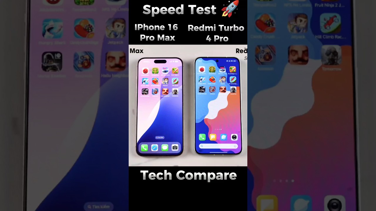 IPhone 16 Pro Max Vs Redmi Turbo 4 Pro Speed Test 🚀 #redmismartphone #speedtest #iphone16promax